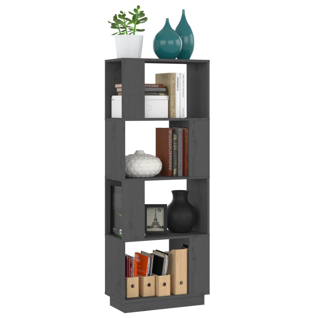 vidaXL Βιβλιοθήκη/Διαχωριστικό Χώρου Γκρι 51x25x132 εκ. Μασίφ Πεύκο