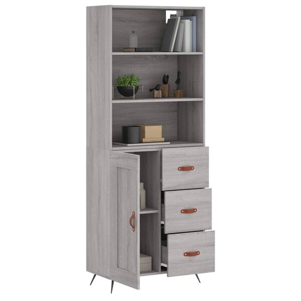 vidaXL Ντουλάπι Γκρι Sonoma 69,5 x 34 x 180 εκ. Επεξεργασμένο Ξύλο