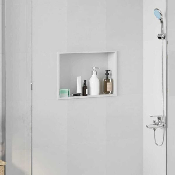 vidaXL Νίτσα Μπάνιου Λευκό 45 x 30 x 9.5 εκ. Ανοξείδωτο ατσάλι