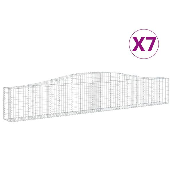 vidaXL Συρματοκιβώτια Τοξωτά 7 τεμ. 400x30x60/80 εκ. Γαλβαν. Ατσάλι