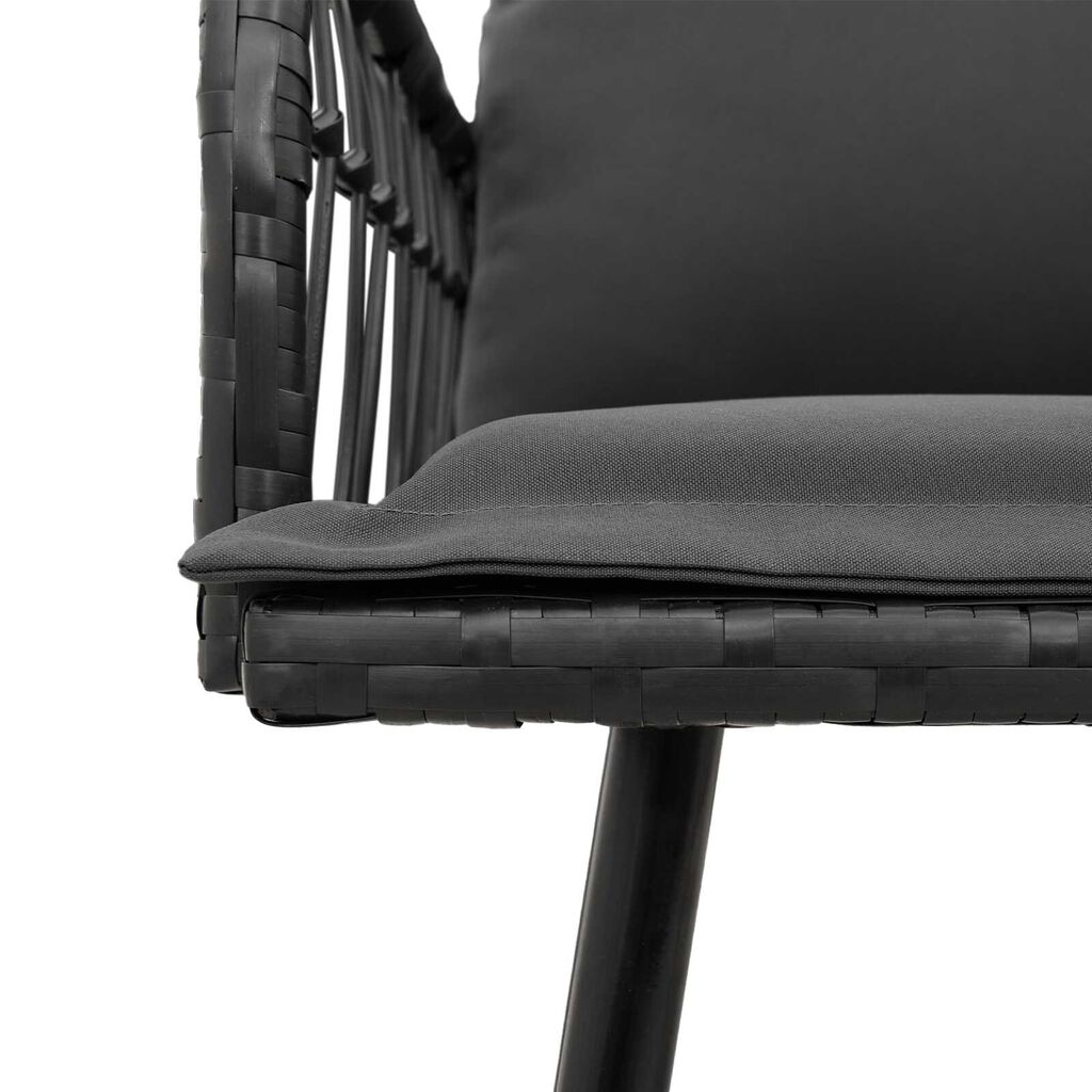 vidaXL Σετ Φαγητού Κήπου 2 Τεμαχίων με Μαξιλάρια Μαύρο Ρατάν