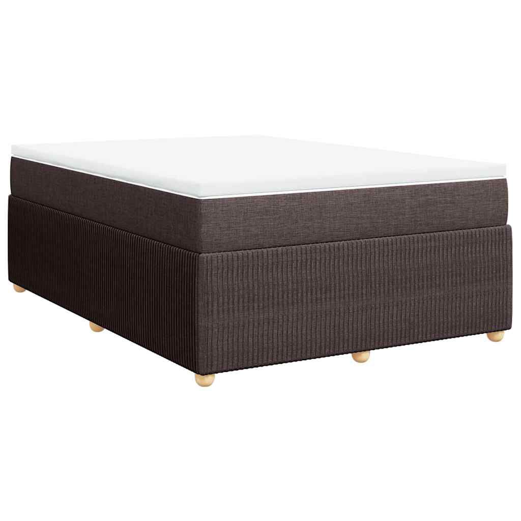 vidaXL Κρεβάτι Boxspring με Στρώμα Σκούρο Καφέ 160x200 εκ Υφασμάτινο