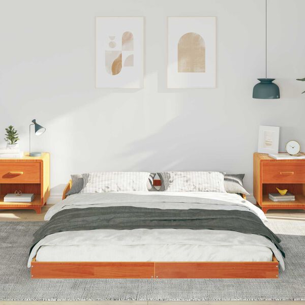vidaXL Σκελετός Κρεβατιού Καφέ κεριού 160 x 220 cm Μασίφ ξύλο πεύκου