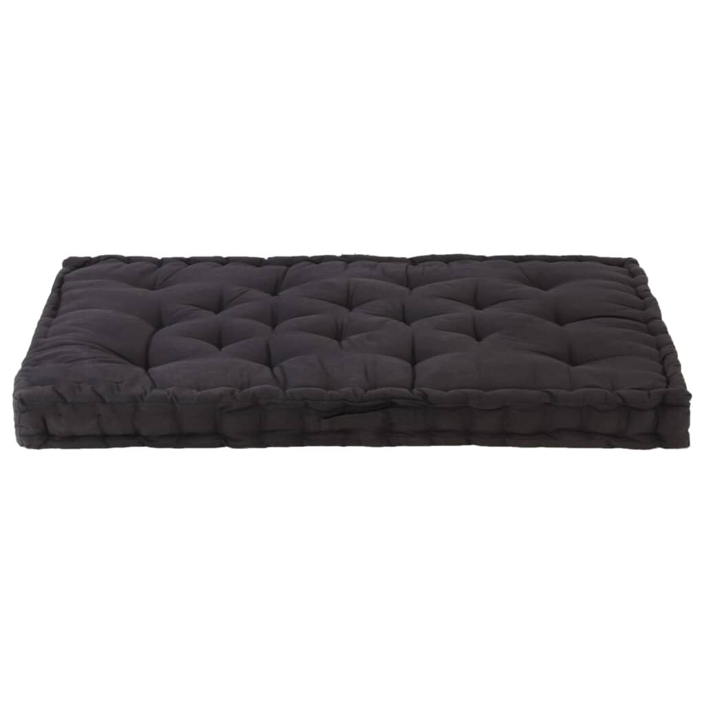 vidaXL Μαξιλάρα Δαπέδου / Παλέτας Μαύρη 120 x 80 x 10 εκ. Βαμβακερή