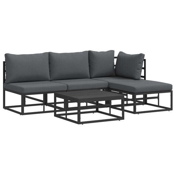 vidaXL Σετ Καναπέ Κήπου 5 pcs Μαύρο 70 x 70 x 32 εκ Αλουμίνιο