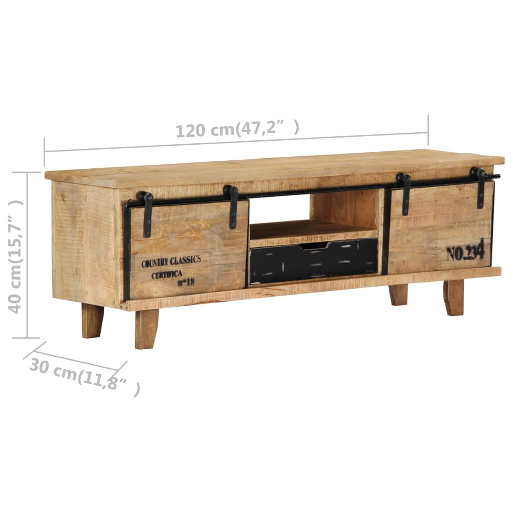 vidaXL Έπιπλο Τηλεόρασης 120 x 30 x 40 εκ. από Μασίφ Ξύλο Μάνγκο