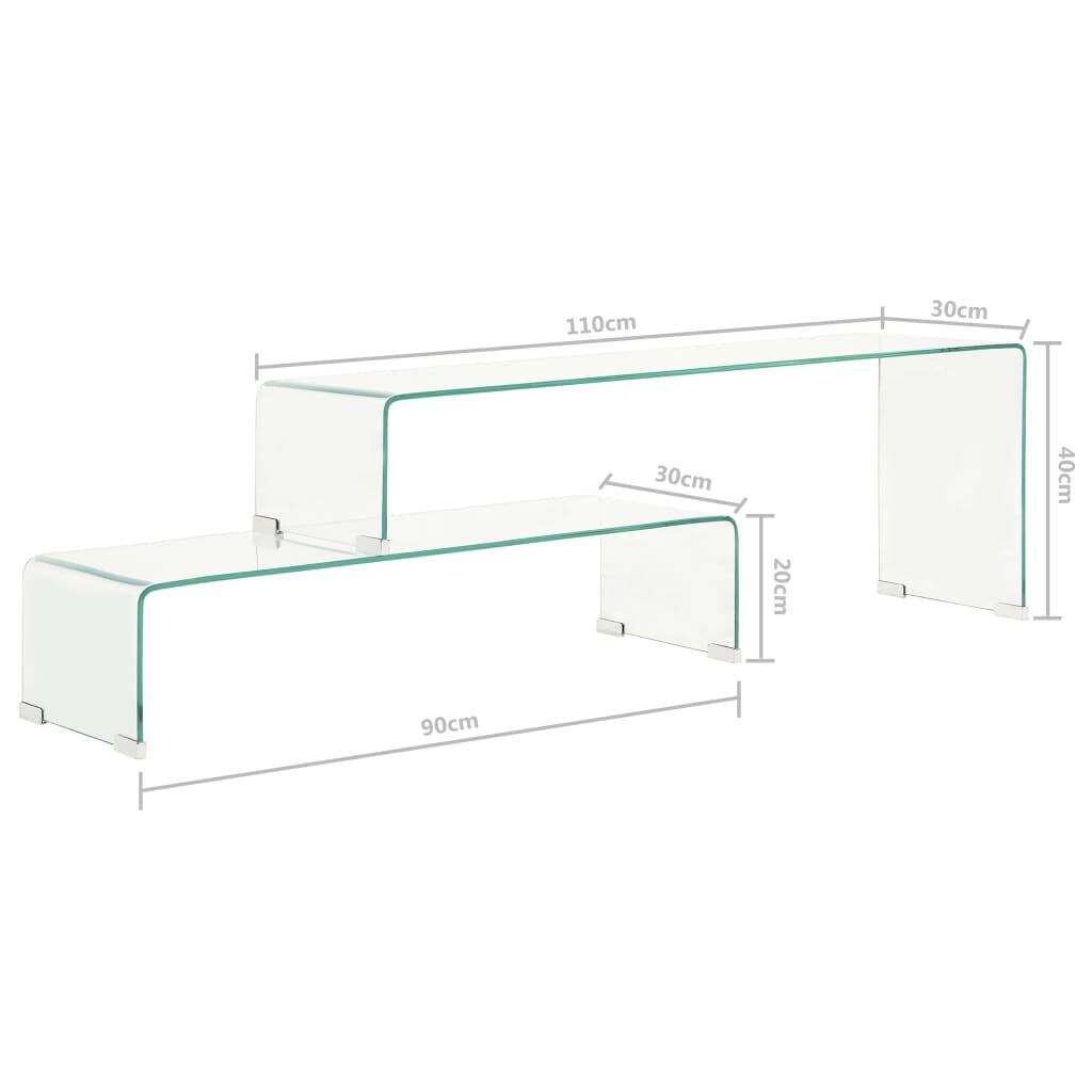 vidaXL Τραπεζάκι Σαλονιού Σετ 2 τεμ 90x30x20/110x30x40 εκ Ψημένο Γυαλί