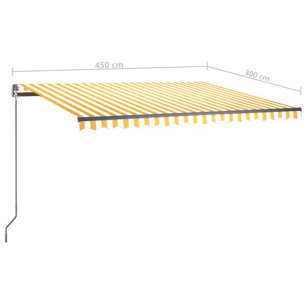 vidaXL Τέντα Αυτόματη με LED & Αισθ. Ανέμου Κίτρινο/Λευκό 450x300 εκ.