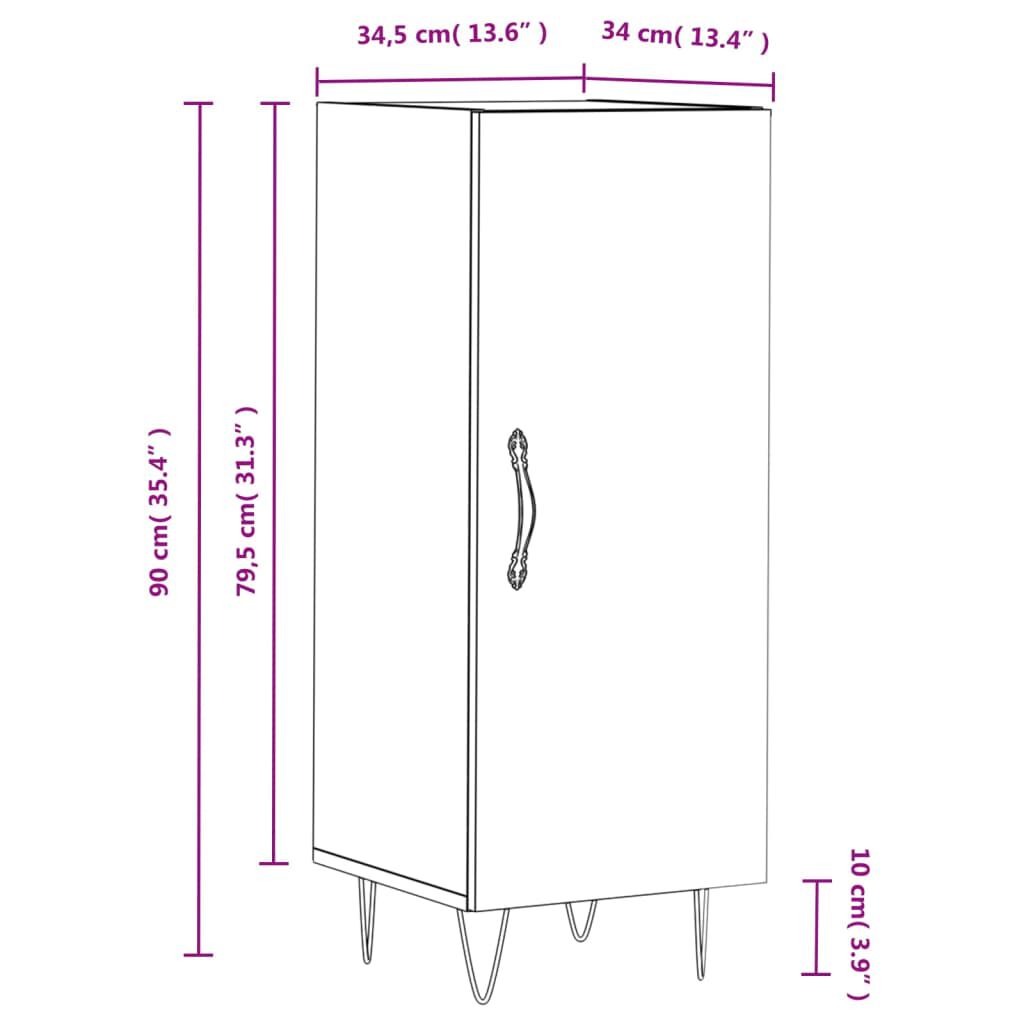 vidaXL Ντουλάπι Sonoma Δρυς 34,5x34x90 εκ. από Επεξεργασμένο Ξύλο