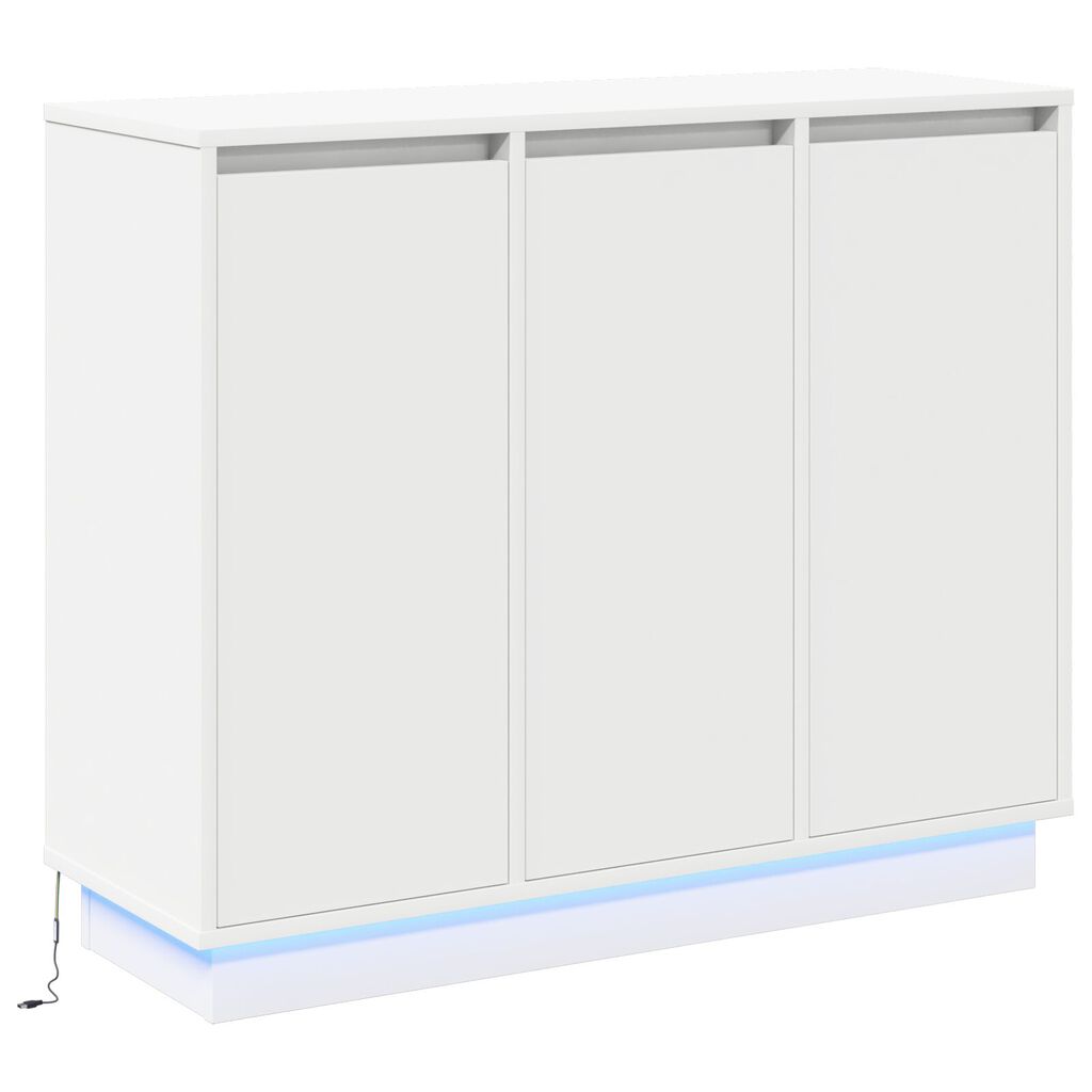 vidaXL Κομοδίνο LED Λευκό 90x32x75 εκ. από Επεξεργασμένο Ξύλο