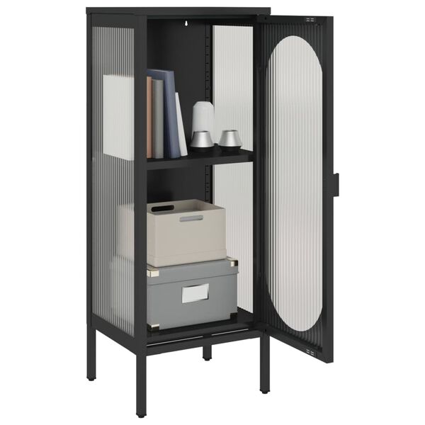 vidaXL Μπουφές Μαύρος 40 x 35 x 105 εκ. από Γυαλί και Ατσάλι