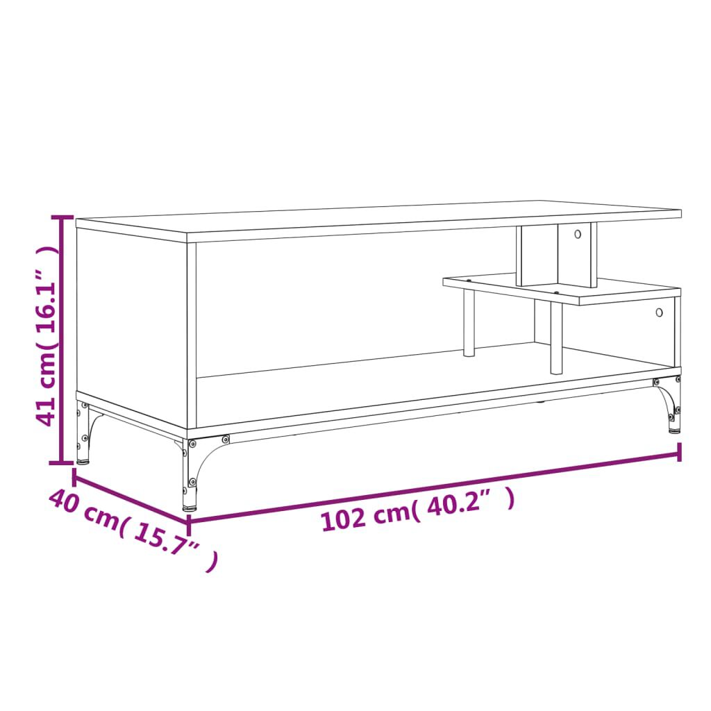 vidaXL Έπιπλο TV Μαύρο 102x40x41εκ Επ Ξύλο/Ατσάλι Ηλ Βαφή Πούδρα