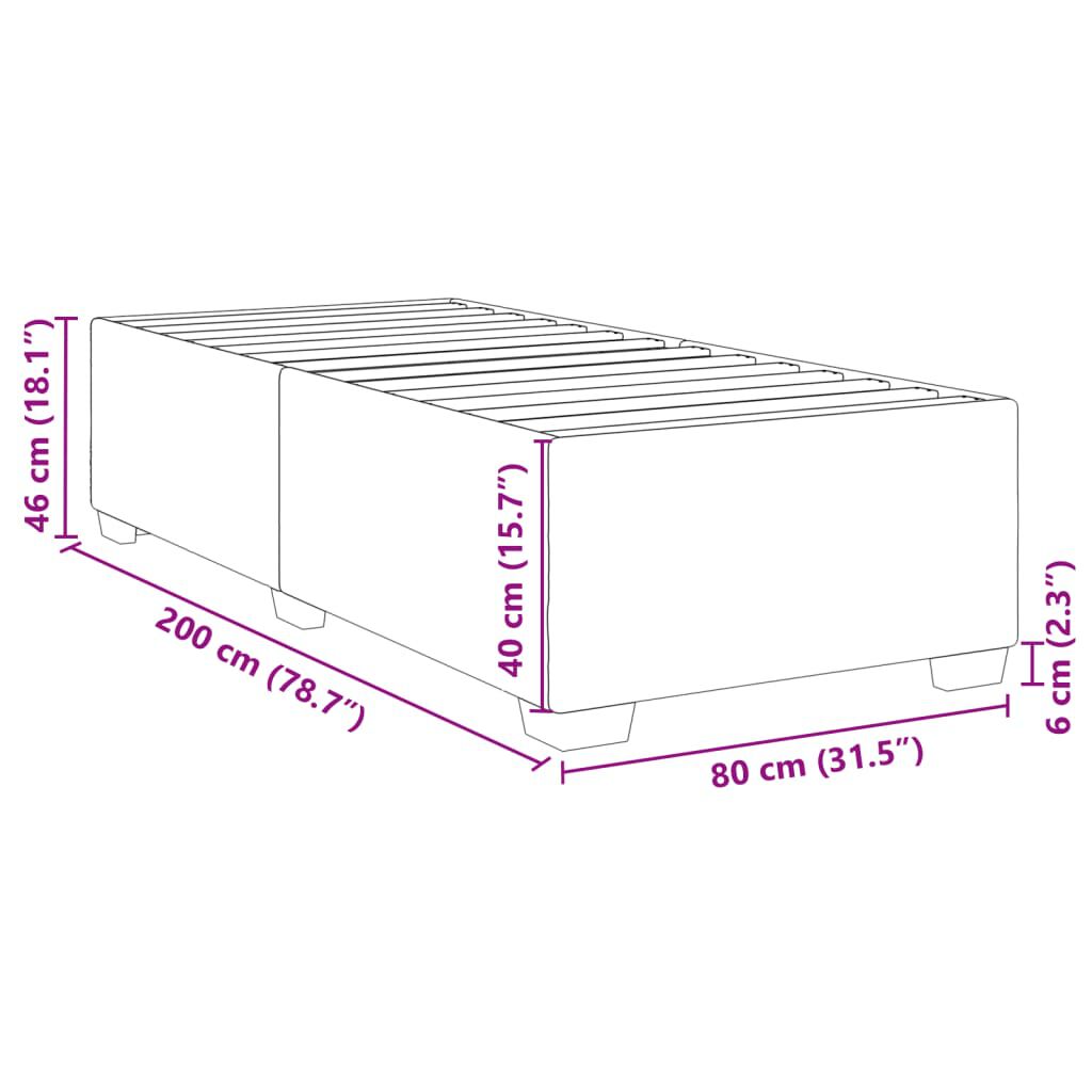 vidaXL Σκελετός Κρεβατιού Χωρίς Στρώμα Μαύρο 80x200 εκ. Υφασμάτινο