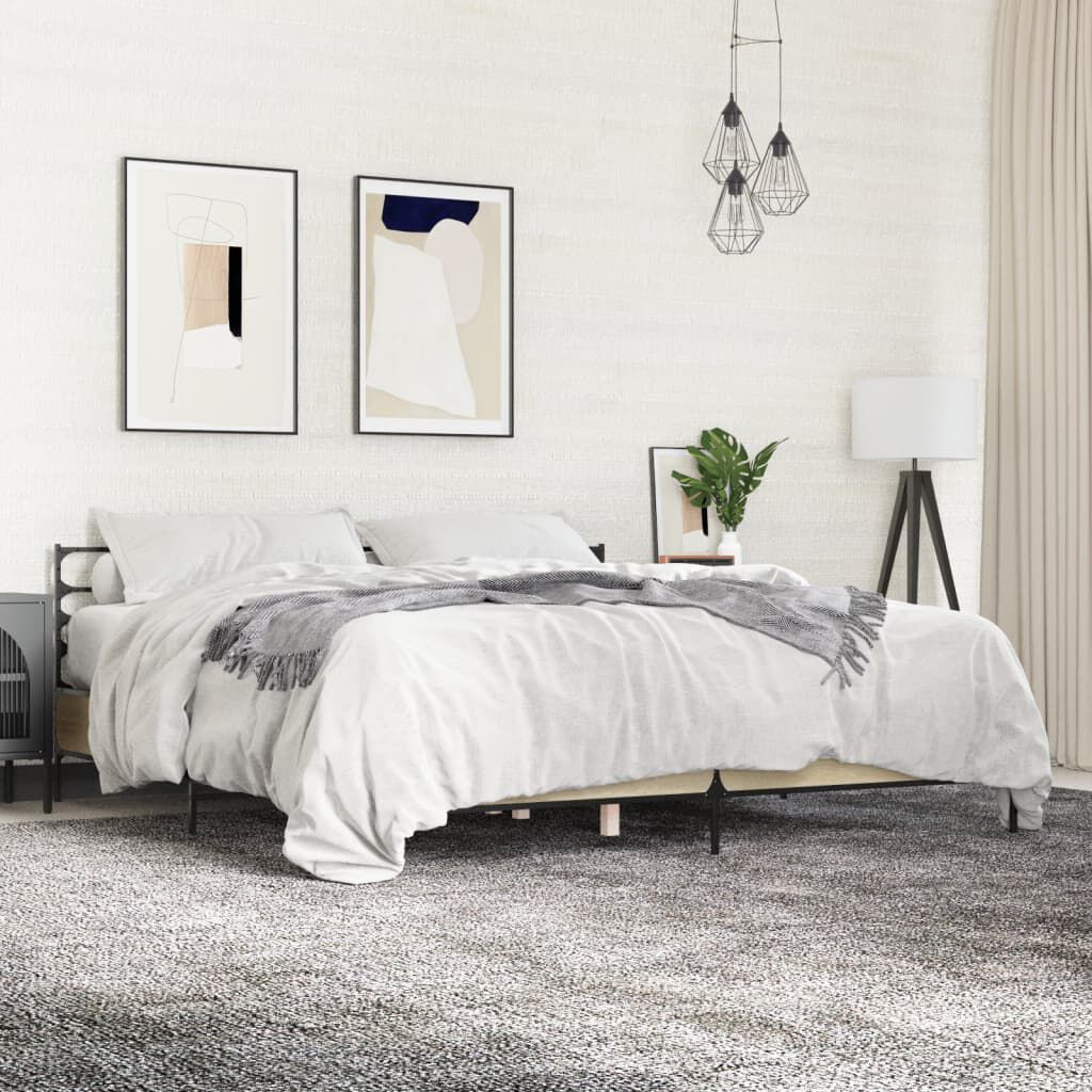 vidaXL Πλαίσιο Κρεβατιού Sonoma Δρυς 200x200 εκ. Επεξ. Ξύλο & Μέταλλο