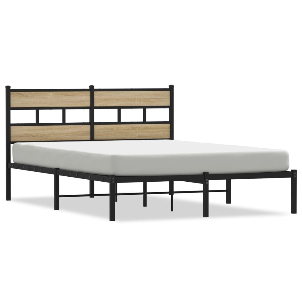 vidaXL Σκελετός Κρεβ. Χωρίς Στρώμα Sonoma Δρυς 150x200 εκ. Μεταλλικό