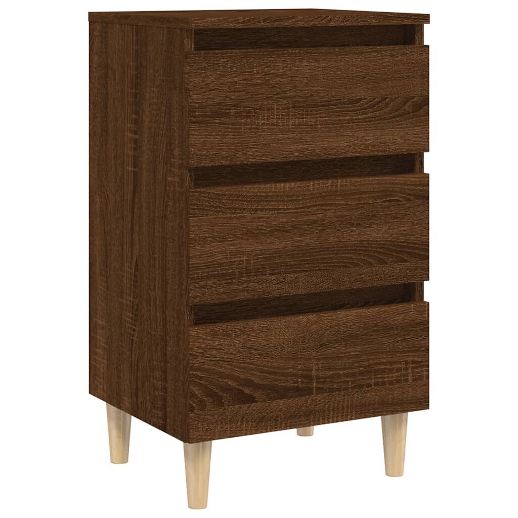 vidaXL Κομοδίνο Καφέ Δρυς 40 x 35 x 69 εκ. με Μασίφ Ξύλινα Πόδια