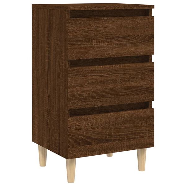 vidaXL Κομοδίνο Καφέ Δρυς 40 x 35 x 69 εκ. με Μασίφ Ξύλινα Πόδια