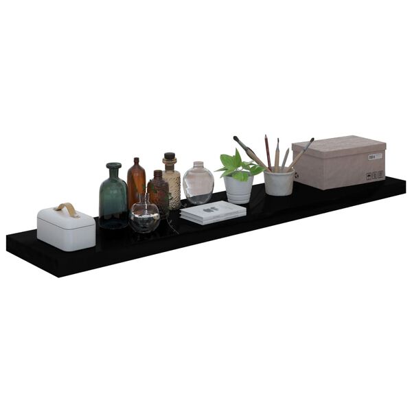 vidaXL Ράφι Τοίχου Γυαλιστερό Μαύρο 120x23,5x3,8 εκ. MDF