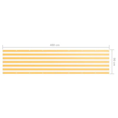 vidaXL Διαχωριστικό Βεράντας Λευκό/Κίτρινο 90 x 400 εκ. Ύφασμα Oxford