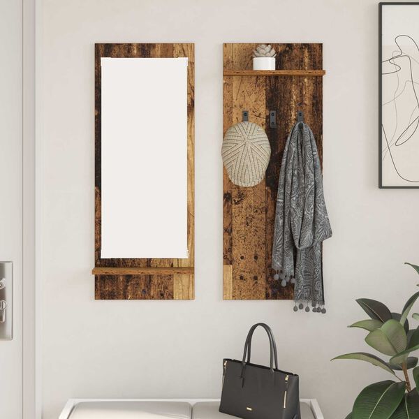vidaXL Τοίχου Κρεμάστρα Παλιό ξύλο 70 x 10 x 90 εκ. Επεξεργασμένο ξύλο