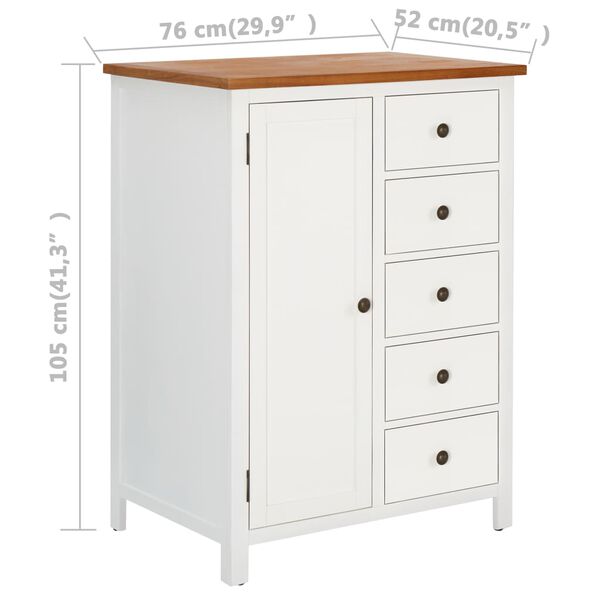 vidaXL Ντουλάπι με Συρτάρια 76 x 52 x 105 εκ. από Μασίφ Ξύλο Δρυός