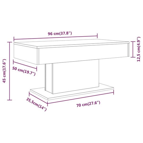 vidaXL Τραπεζάκι Σαλονιού Καπνιστή Δρυς 96x50x45 εκ. από Επεξεργ. Ξύλο