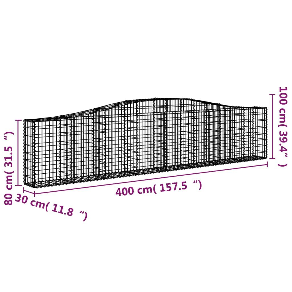 vidaXL Συρματοκιβώτια Τοξωτά 9 τεμ. 400x30x80/100 εκ. Γαλβαν. Ατσάλι