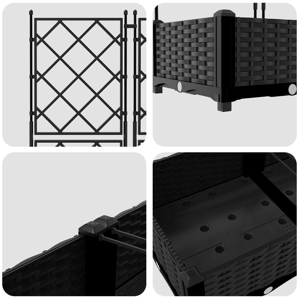 vidaXL Γλάστρα Κήπου με Τρέλις 5 τεμ Μαύρη 120x120x125.5 εκ