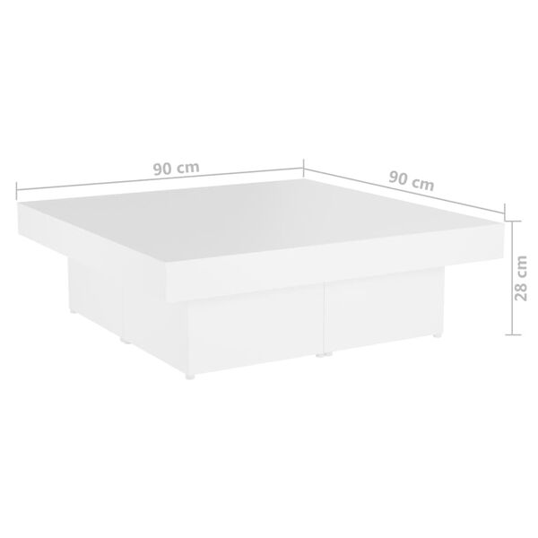 vidaXL Τραπεζάκι Σαλονιού Λευκό 90 x 90 x 28 εκ. Επεξεργασμένο Ξύλο