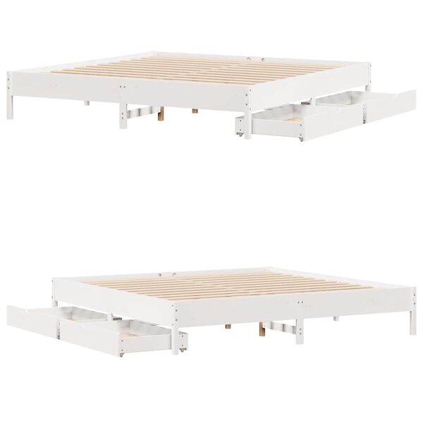 vidaXL Σκελετός Κρεβ. Χωρίς Στρώμα Λευκό 180x200 εκ Μασίφ Πεύκο