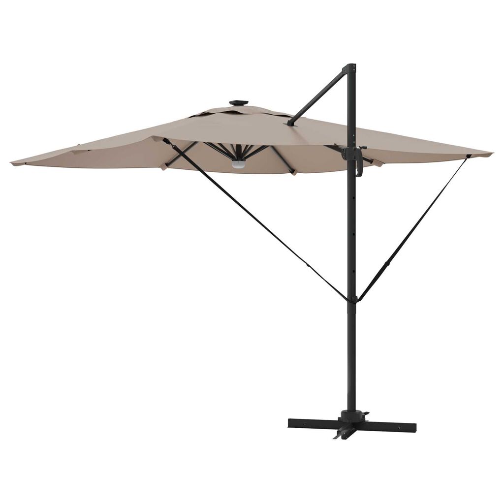 vidaXL Ομπρέλα με Βραχίονα με LEDs Ταουπέ 286x285x270 cm Αλουμίνιο