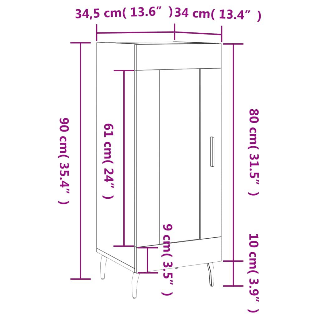 vidaXL Ντουλάπι Γκρι Σκυροδέματος 34,5x34x90 εκ. Επεξεργασμένο Ξύλο