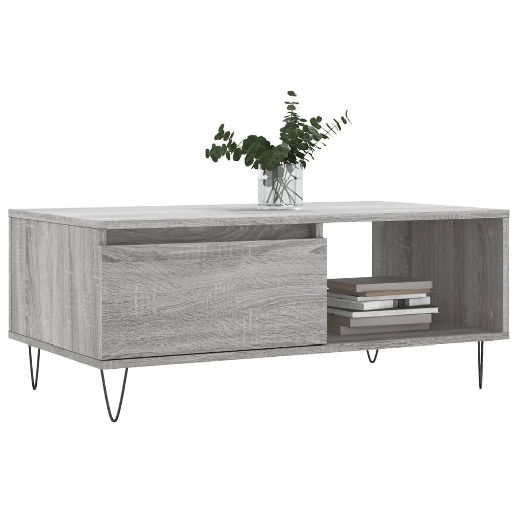 vidaXL Τραπεζάκι Σαλονιού Γκρι Sonoma 90x50x36,5εκ. Επεξεργασμένο Ξύλο