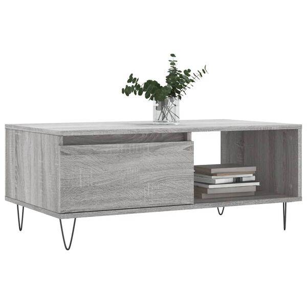 vidaXL Τραπεζάκι Σαλονιού Γκρι Sonoma 90x50x36,5εκ. Επεξεργασμένο Ξύλο