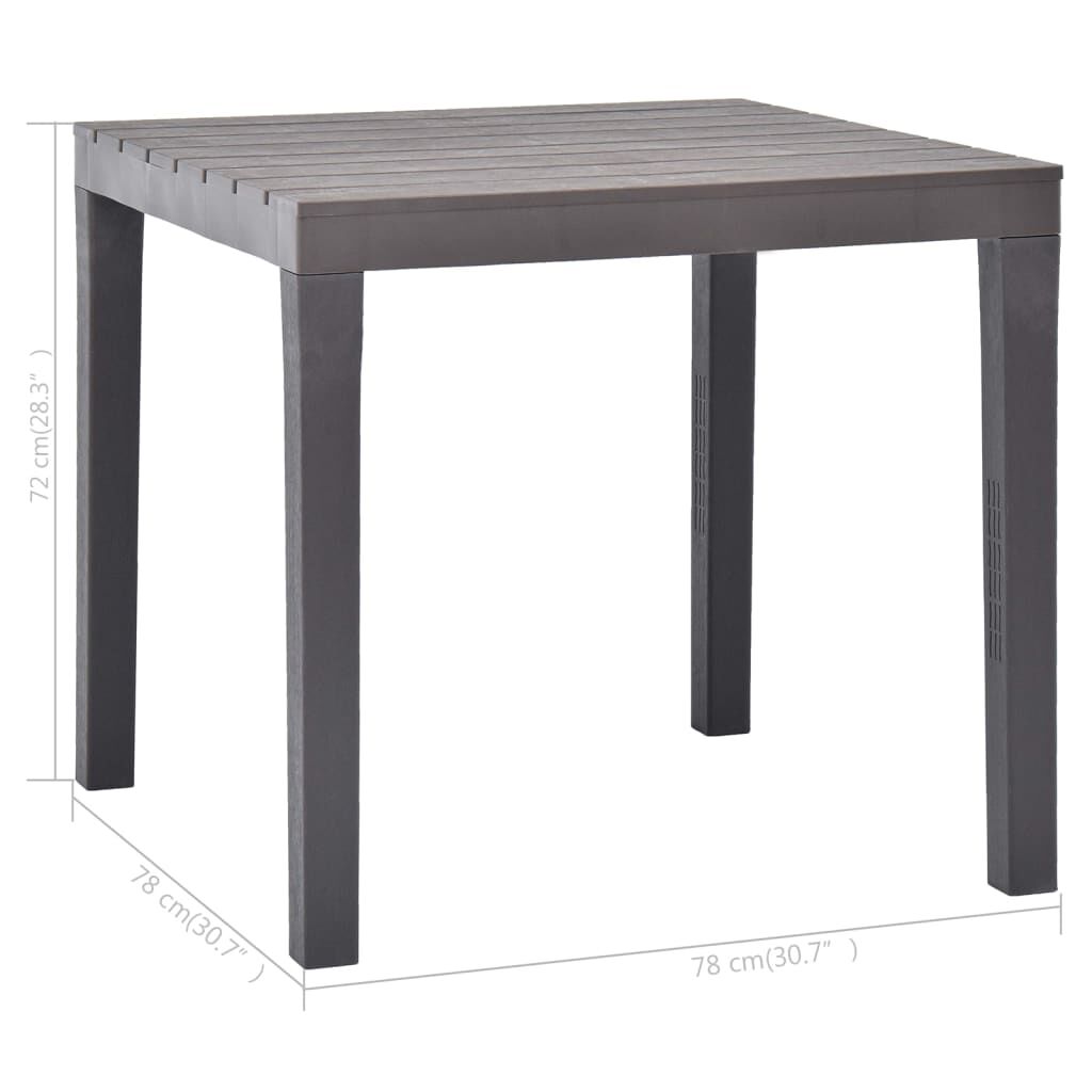 vidaXL Τραπέζι Κήπου Μόκα 78 x 78 x 72 εκ. Πλαστικό