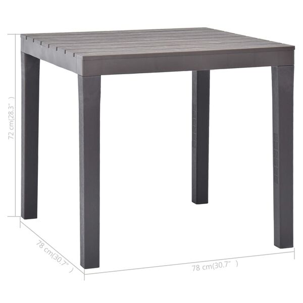 vidaXL Τραπέζι Κήπου Μόκα 78 x 78 x 72 εκ. Πλαστικό