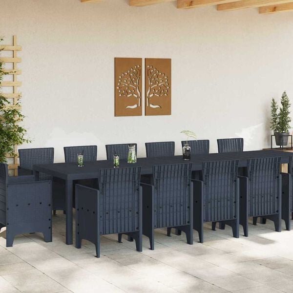 vidaXL Σέτ φαγητού για κήπο 13 pcs Ανθρακί Rattan Polt