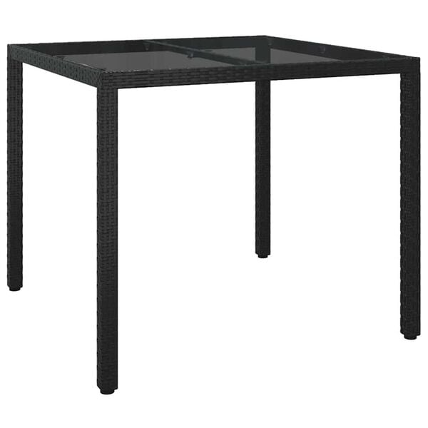 vidaXL Τραπέζι Κήπου για Φαγητό Μαύρο 90 x 90 x 75 cm Πολυ ράταν