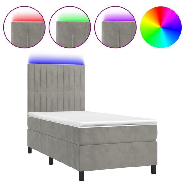 vidaXL &Kappa;&rho;&epsilon;&beta;ά&tau;&iota; Boxspring &mu;&epsilon; &Sigma;&tau;&rho;ώ&mu;&alpha; & LED &Alpha;&nu;.&Gamma;&kappa;&rho;&iota; 90x200 &epsilon;&kappa;. &Beta;&epsilon;&lambda;&omicron;ύ&delta;&iota;&nu;&omicron;