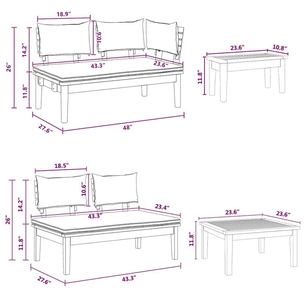 vidaXL Σετ Παγκάκι Κήπου 4 pcs Καφέ, Γκρί Πολυ rattan, βαμμένο ατσάλι