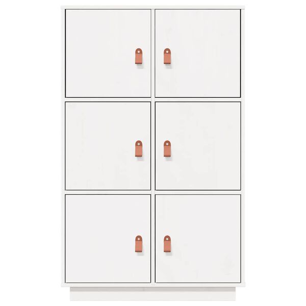vidaXL Ντουλάπι Ψηλό Λευκό 67 x 40 x 108,5 εκ. από Μασίφ Ξύλο Πεύκου