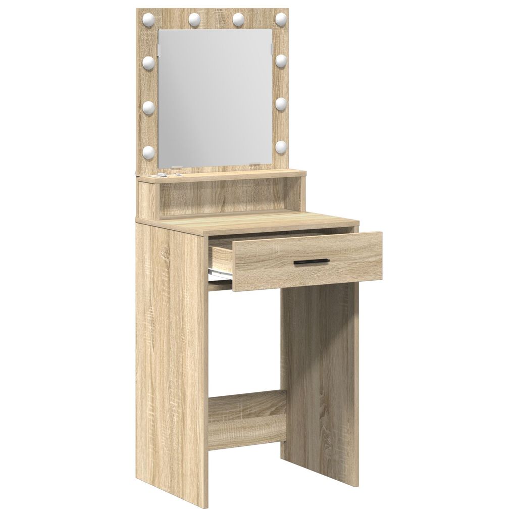 vidaXL Καθρέφτης με φώτα LED σε χρώμα Sonoma Oak 50x41x135 εκ.