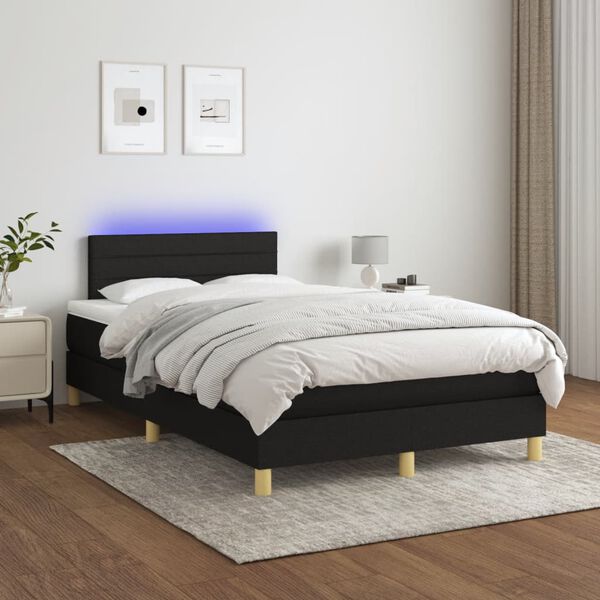 vidaXL &Kappa;&rho;&epsilon;&beta;ά&tau;&iota; Boxspring &mu;&epsilon; &Sigma;&tau;&rho;ώ&mu;&alpha; & LED &Mu;&alpha;ύ&rho;&omicron; 120x190 &epsilon;&kappa;. &Upsilon;&phi;&alpha;&sigma;&mu;ά&tau;&iota;&nu;&omicron;