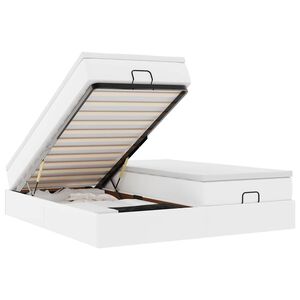 vidaXL Οθωμανικό κρεβάτι με στρώματα Λευκό 180x200cm Faux Leather