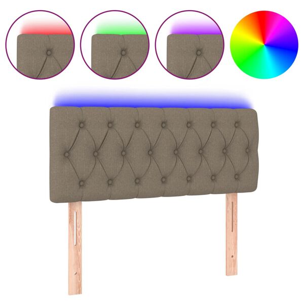 vidaXL Κεφαλάρι Κρεβατιού LED Taupe 90x7x78/88 εκ. Υφασμάτινο