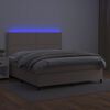 vidaXL Κρεβάτι Boxspring Στρώμα&LED Καπουτσίνο 140x190 εκ. Συνθ. Δέρμα