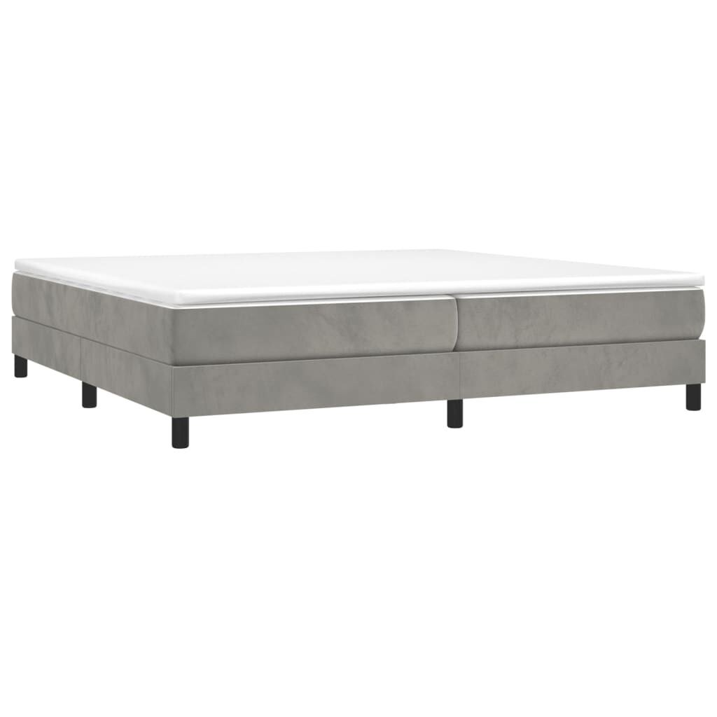 vidaXL Κρεβάτι Boxspring με Στρώμα Ανοιχτό Γκρι 200x200 εκ. Βελούδινο