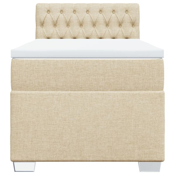 vidaXL Κρεβάτι Boxspring με Στρώμα Κρεμ 80 x 200 εκ. Υφασμάτινο