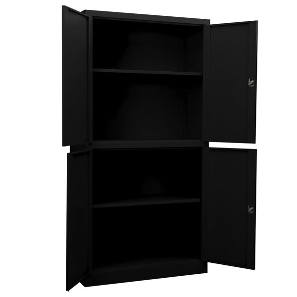 vidaXL Ντουλάπα Γραφείου Μαύρη 90 x 40 x 180 εκ. Ατσάλινη