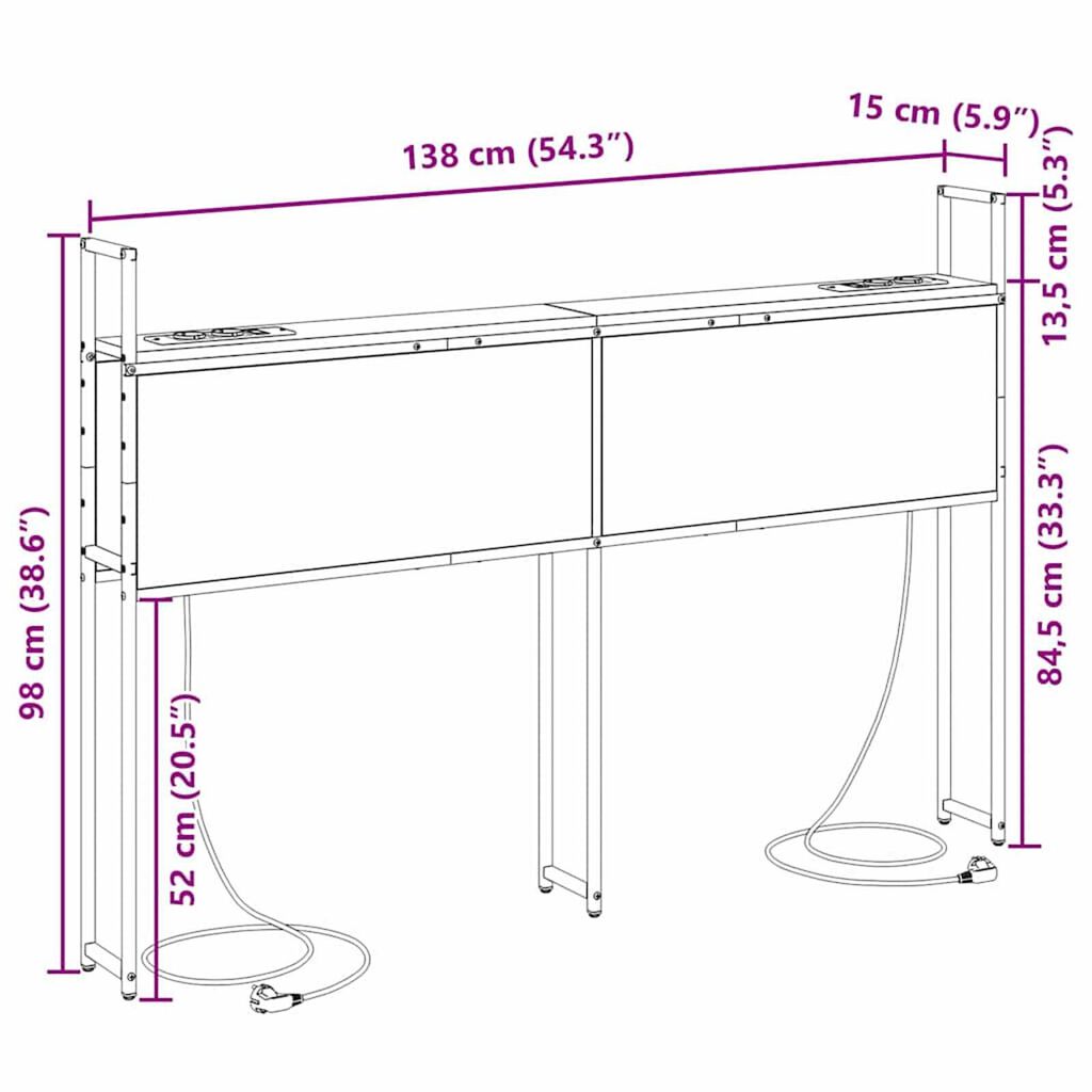 vidaXL Κεφαλάρι Αποθήκης Sonoma Δρυς 135 cm Επεξεργασμένο ξύλο